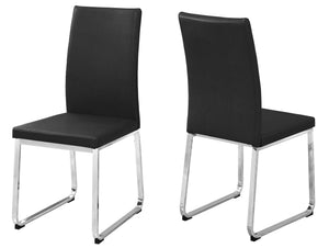 2pcs Black Leather-look Chrome Dining Chair