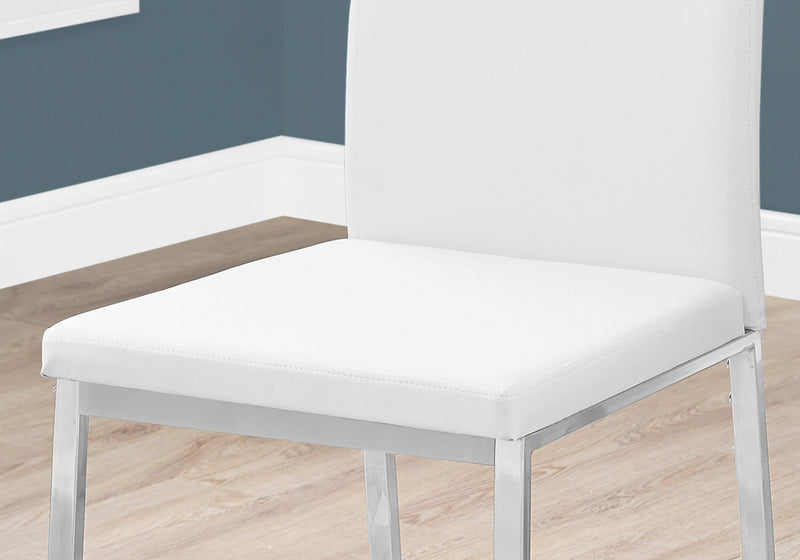 2pcs White Leather-look Chrome Dining Chair