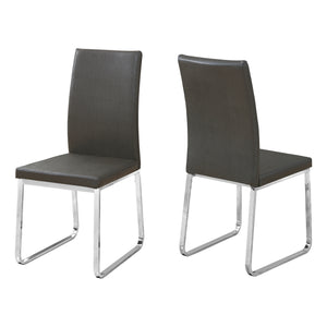 2pcs Grey Leather-look Chrome Dining Chair