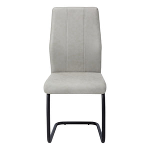 2pcs Grey Fabric Black Metal Dining Chair