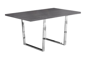 Grey Chrome Metal Dining Table|Table de salle à manger grise et métal chromé|D90F2NL4