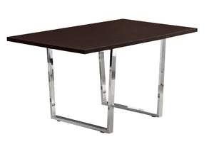 Espresso Chrome Metal Dining Table|Table de salle à manger espresso et métal chromé|D90FACRL