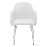 Set Of 2 White Leather-look Chrome Metal Dining Chair