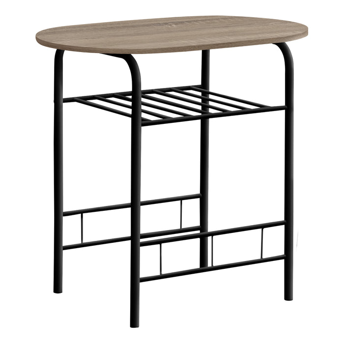 3pcs Dark Taupe Top Black Metal Dining Set