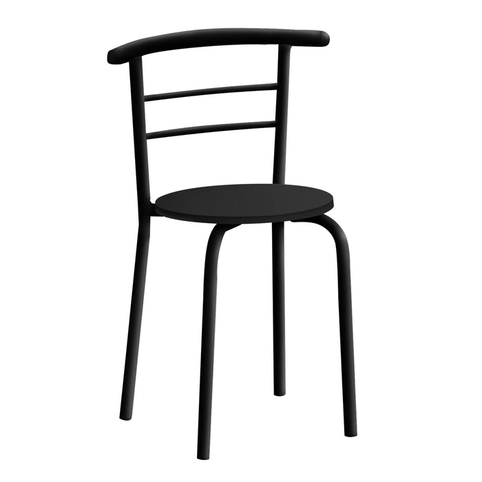 3pcs Black Top Black Metal Dining Set