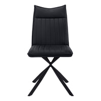 Set Of 2 Black Leather-look Black Metal Dining Chair