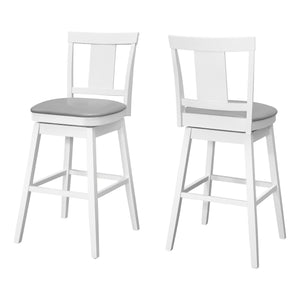 White Grey Leather-Look Bar Stool - Set of 2