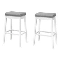 White Grey Leather-Look Silver Bar Stool - Set of 2 