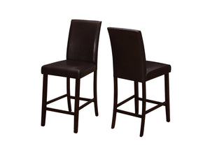 2pcs Brown Leather-look Counter Height Dining Chair