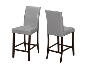2pcs Grey Leather-look Counter Height Dining Chair
