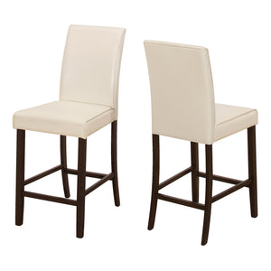 2pcs Ivory Leather-look Counter Height Dining Chair