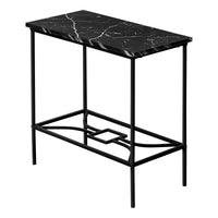 Black Marble-Look Black Narrow Metal Side Table