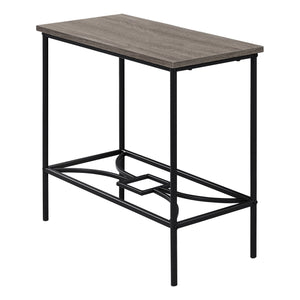 Taupe Wood-Look Black Narrow Metal Side Table