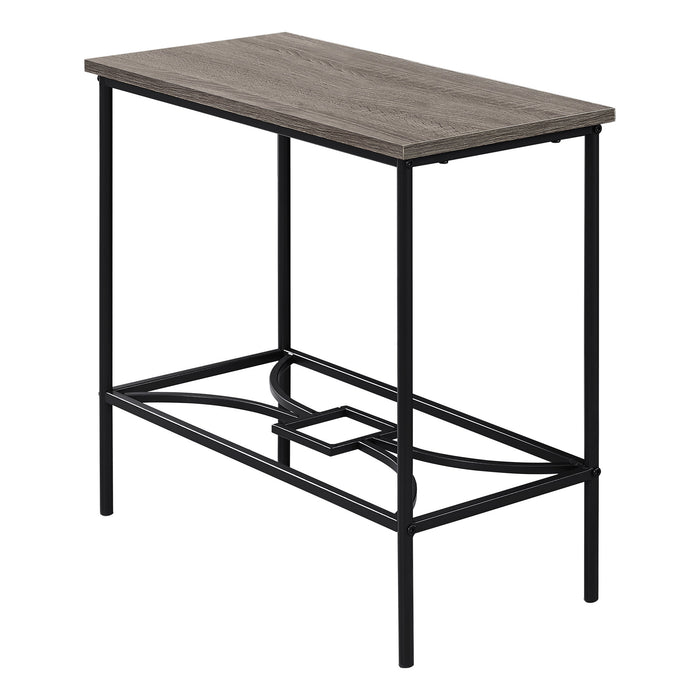 Taupe WoodLook Black Narrow Metal Side Table The Brick