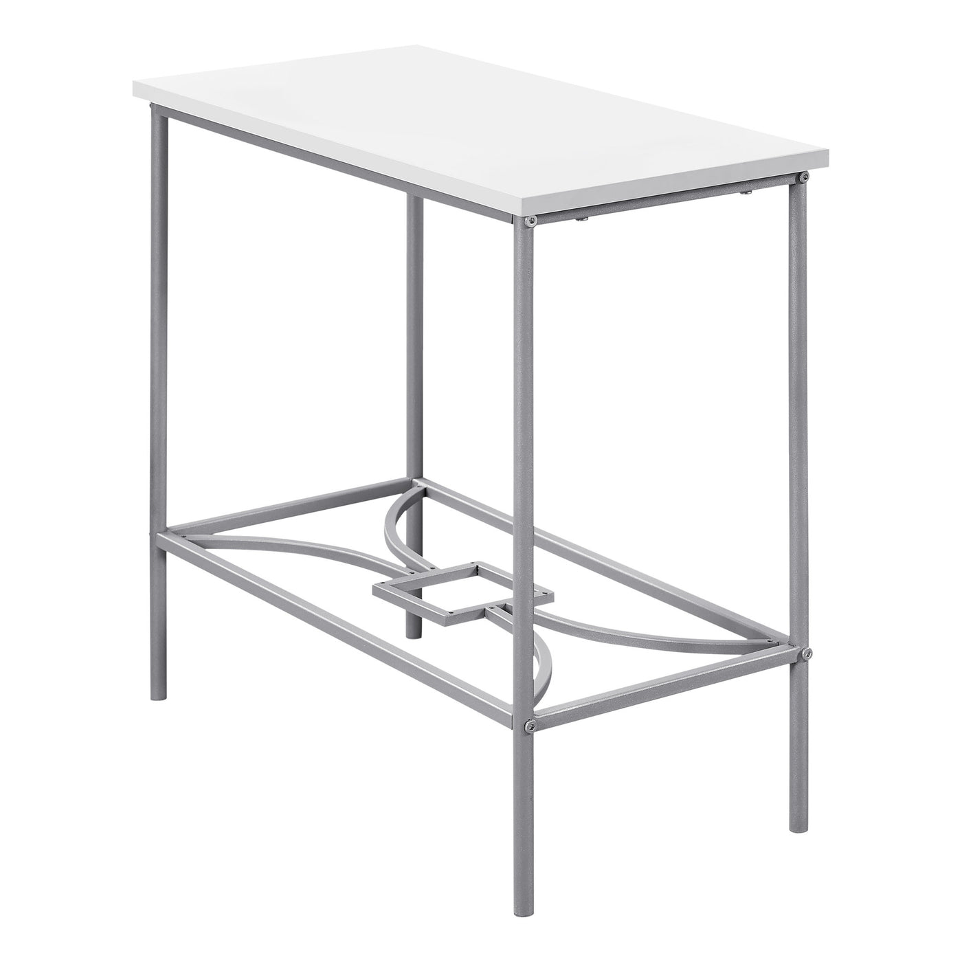 White Silver Narrow Metal Side Table The Brick