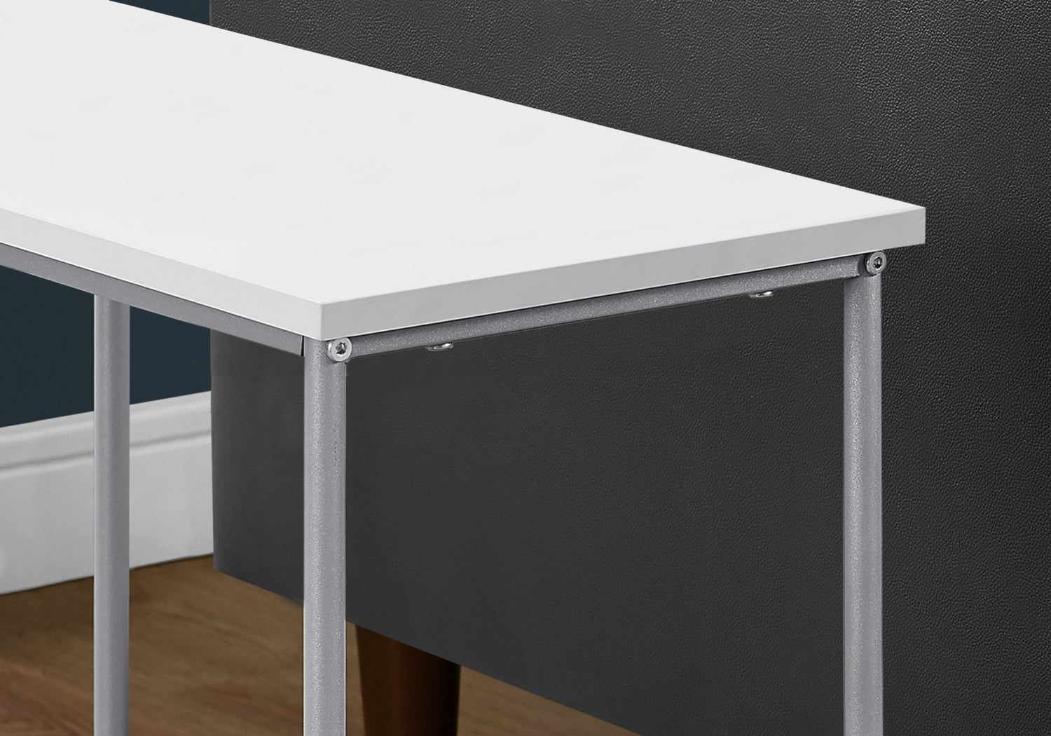 White Silver Narrow Metal Side Table The Brick