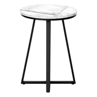 White Marble Black Metal Accent Table