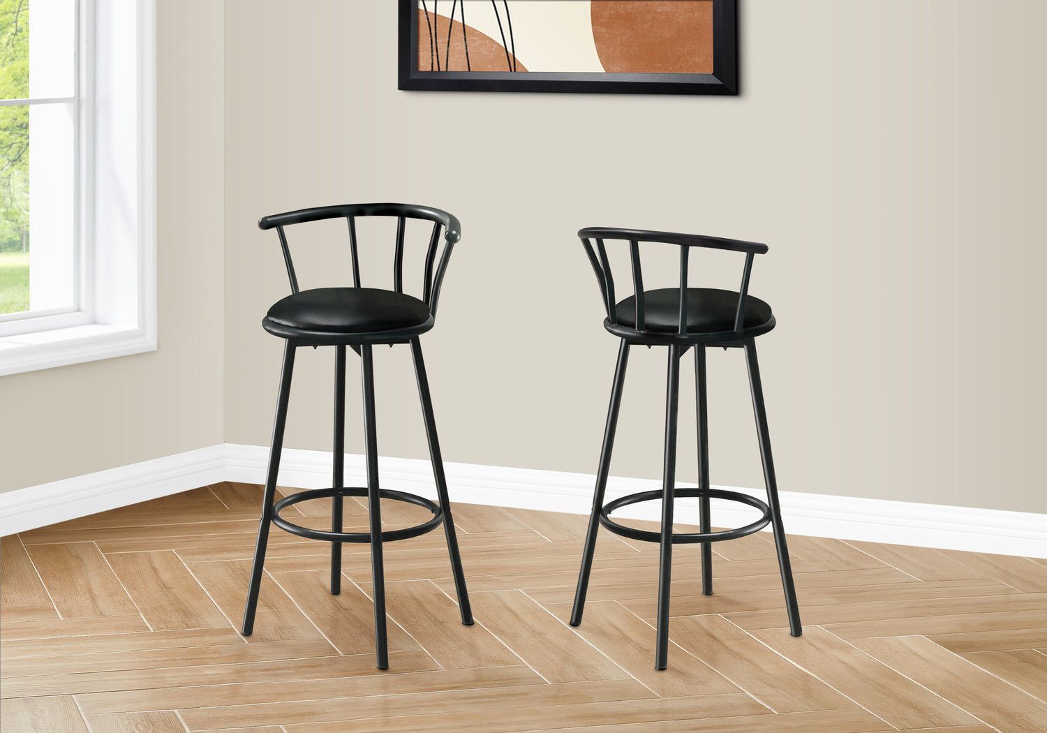 Swivel Black Metal Bar Stool Set of 2