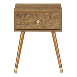 Walnut Wood-look Gold Side Table Nightstand Table