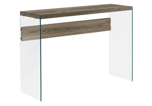Dark Taupe Tempered Glass Accent Table