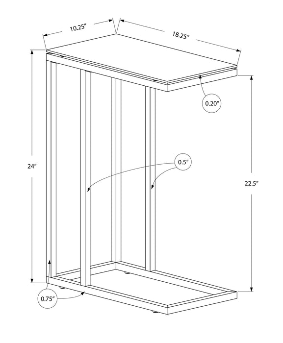 Black Metal Black Tempered Glass Accent Table