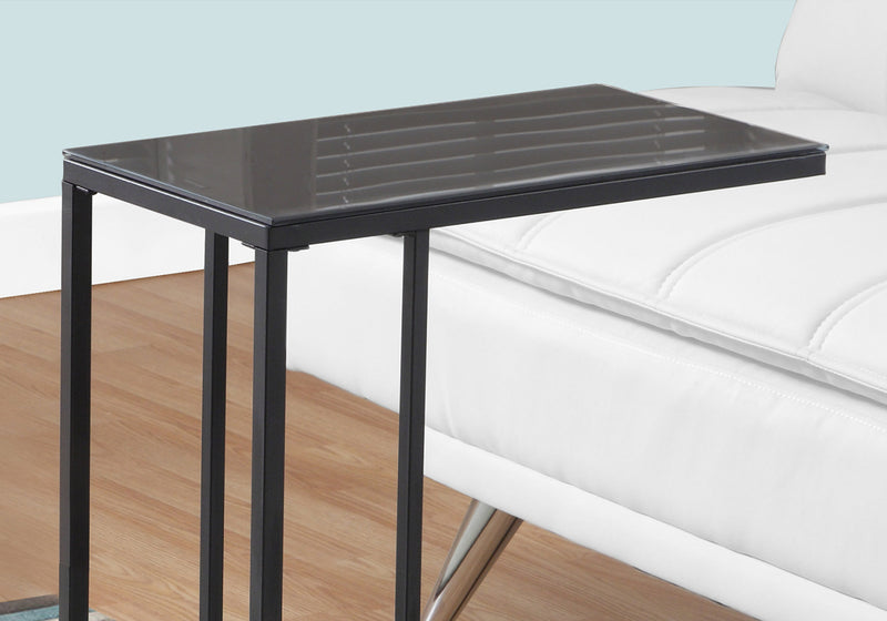 Black Metal Black Tempered Glass Accent Table