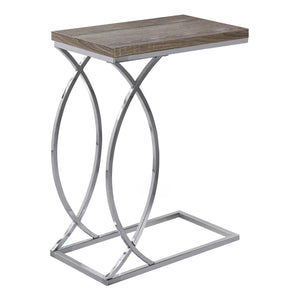 Dark Taupe with Chrome Metal Accent Table