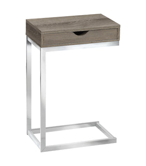 Chrome Metal Dark Taupe with A Drawer Accent Table