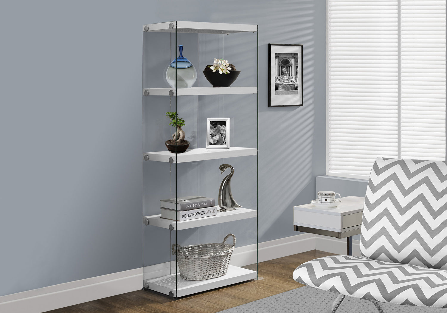 Glossy White with Tempered Glass Bookcase The Brick