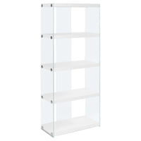 Glossy White with Tempered Glass Bookcase