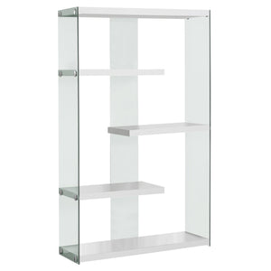 Glossy White with Tempered Glass Bookcase|Bibliothèque blanc lustré avec verre trempé|D90FAJSL