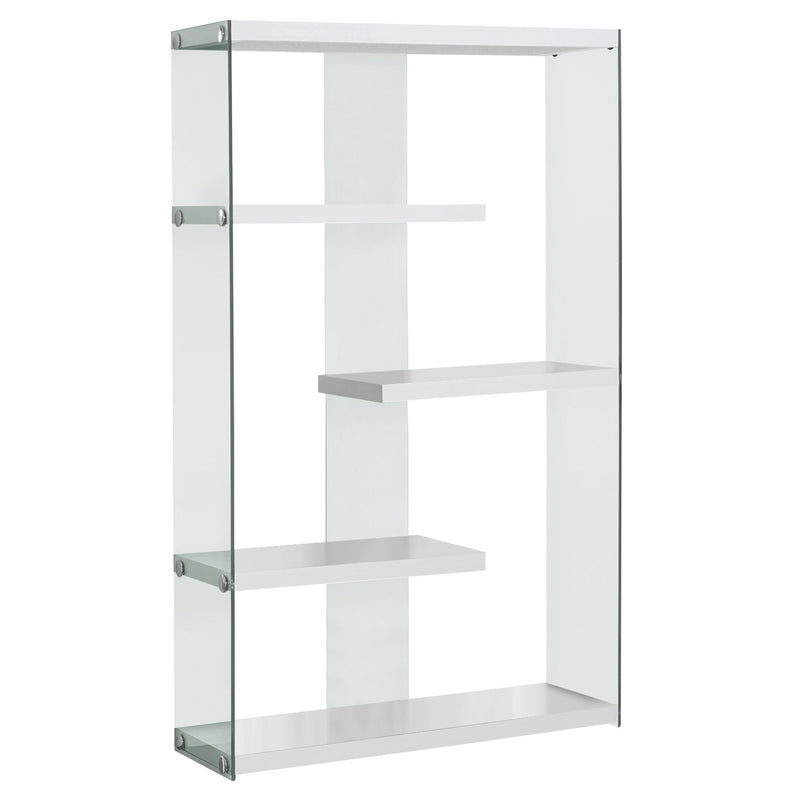 Glossy White with Tempered Glass Bookcase