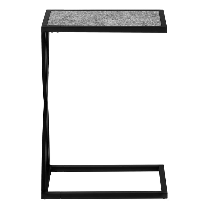 Grey Stone-look Black Metal Accent Table
