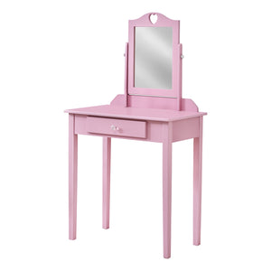 Pink Mirror And Storage Drawer Vanity