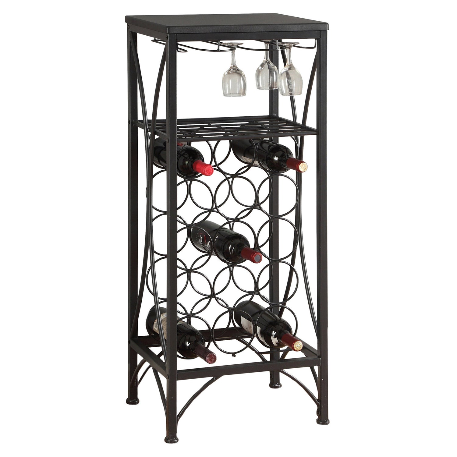 Black Metal Wine Bottle and Glass Rack Home Bar The Brick