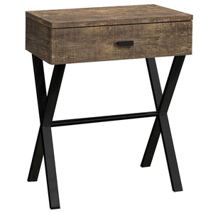 Brown Reclaimed Wood Black Metal Accent Table