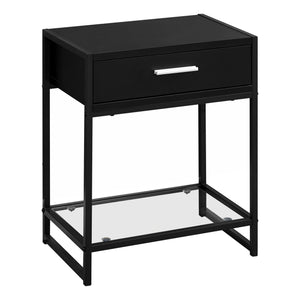 Black, Black Metal Tempered Glass Accent Table