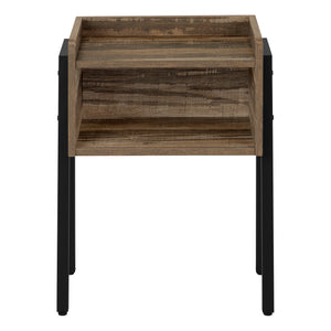 Brown Reclaimed Wood-look Black Metal Side Table