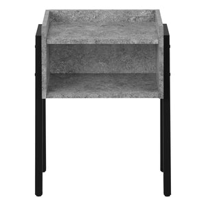 Grey Stone-look Black Metal Side Table