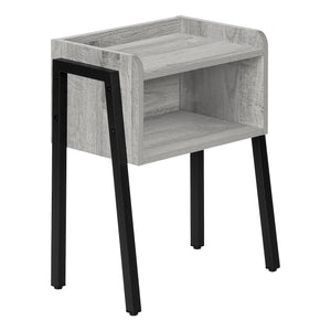 Grey Wood-look Black Metal Side Table