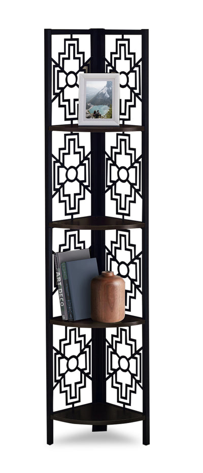 Espresso Black Metal Corner Etagere Bookcase