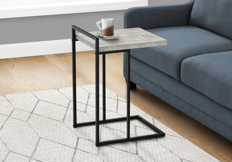 Reclaimed Wood-look Black Metal Side Table