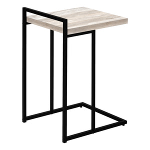 Taupe Reclaimed Wood-look Black Metal Side Table