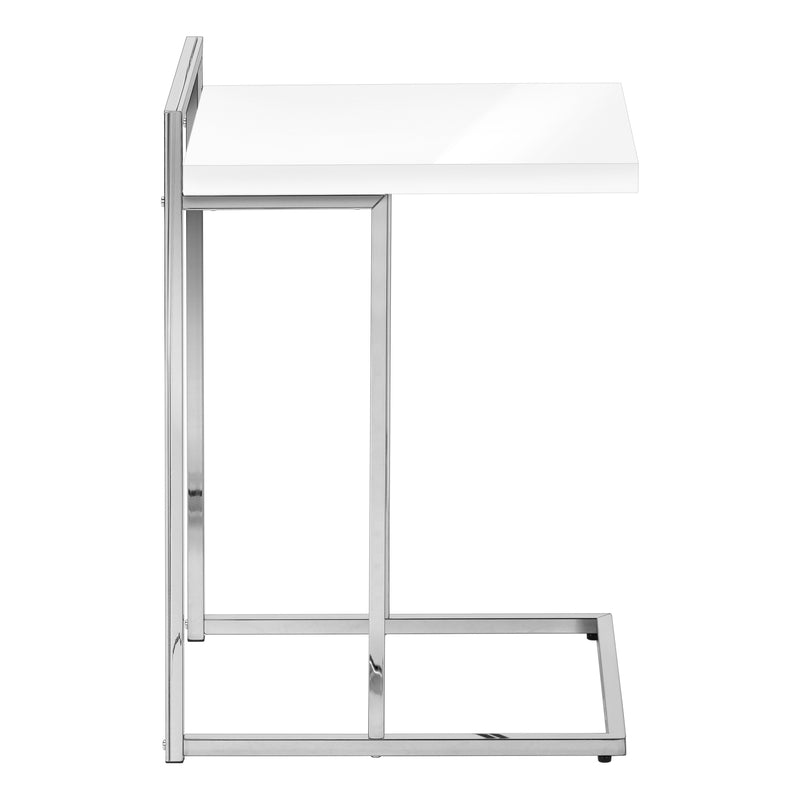 Glossy White Chrome Metal Side Table - The Brick