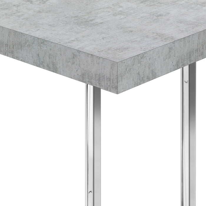 Grey Cement-look Chrome Metal Side Table
