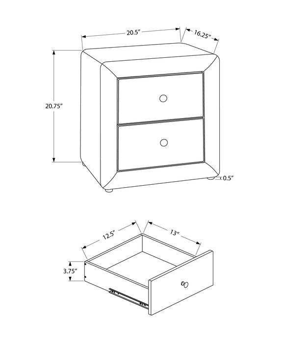 Black Leather-look Bedroom Nightstand