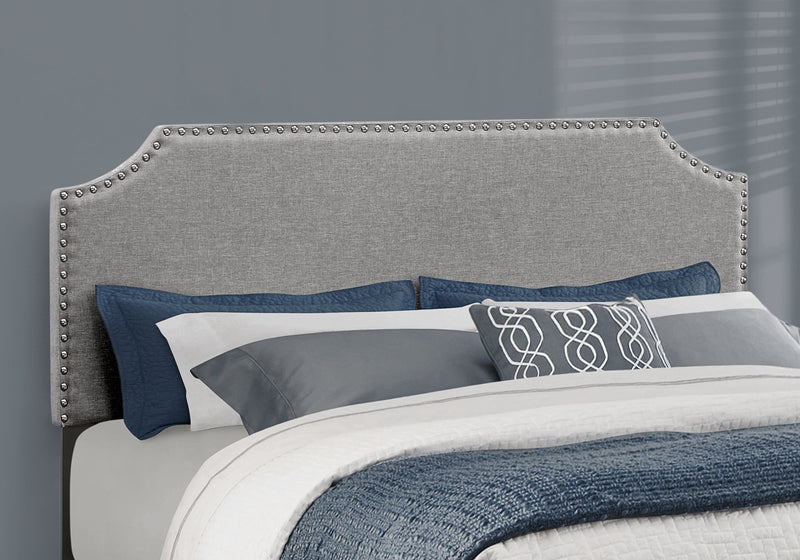 Queen Size Grey Linen with Chrome Trim Bed | The Brick