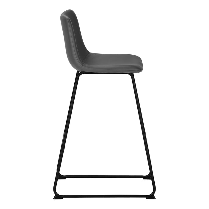 Curved Backrest Grey Leather-look Black Bar Stool