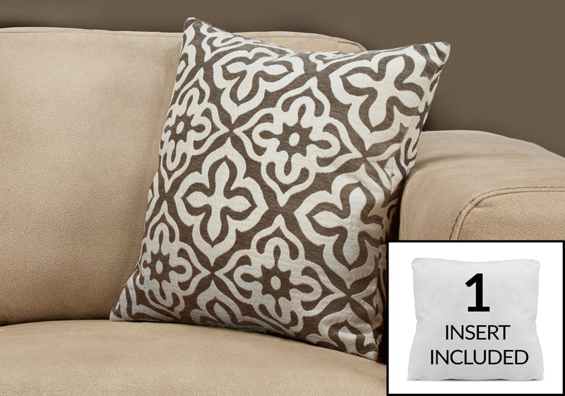 Dark Taupe Motif Design 1pc Pillow