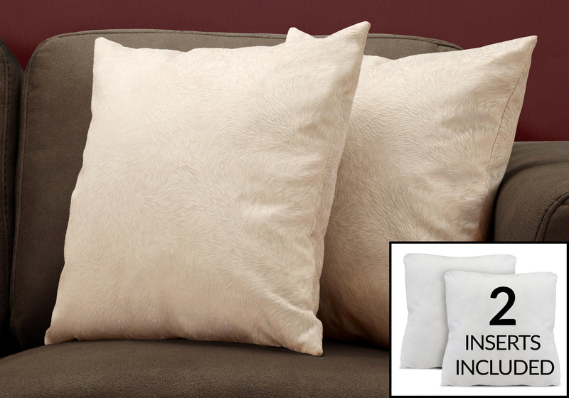 Light Taupe Feathered Velvet 2pcs Pillow